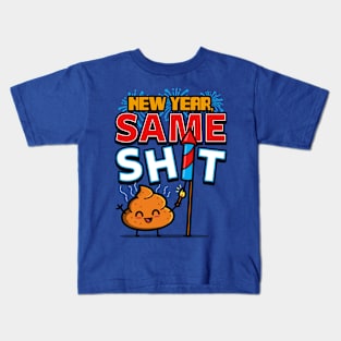 New Year 2024 Funny Cute Kawaii Poop Original Cartoon Meme Kids T-Shirt